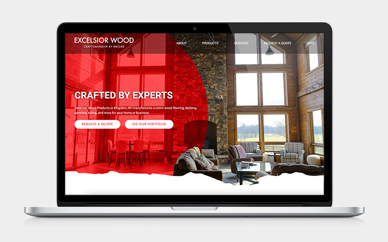Excelsior Wood Website on Laptop for preview